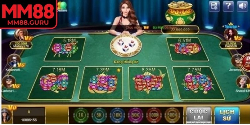 Bảng kết quả trực quan và tỉ lệ rõ ràng trong game bầu cua.