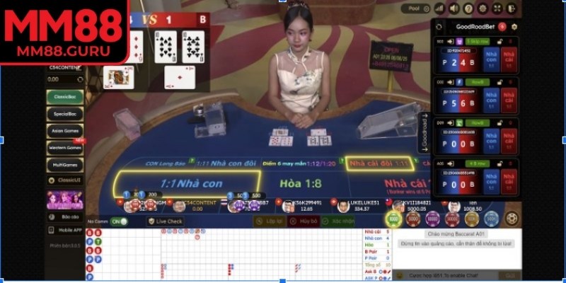 Game baccarat được yêu thích tại nhà cái MM88