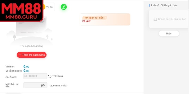 Chỉ khi đăng nhập thành công, bạn mới có thể tiến hành nạp rút tiền