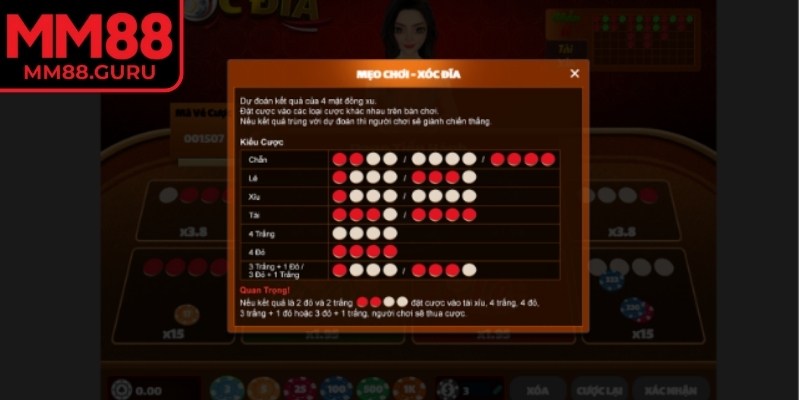 Xóc đĩa MM88 đa dạng cửa cược hấp dẫn